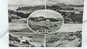 Vintage Rp Postcard Multiview Borth Y Gest  Camping Garreg Goch Cove Harbour etc