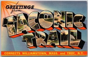 1948 Greetings From Taconic Trail Connect Williamstown, MA & Troy, NY Postcard