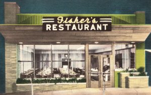 Vintage Postcard Front View Of Fisher's Restaurant On Circle Sebring Florida FL