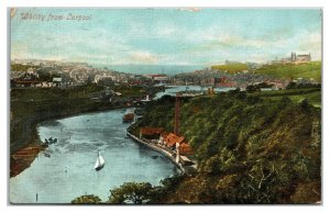 WHITBY Larpool Viaduct Aerial View Sailboats River Esk North Sea Vtg Postcard