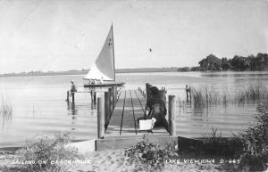 Lake View Iowa Black Hawk Sailing Real Photo Antique Postcard K81355