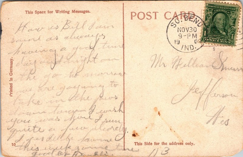 Postcard IN South Bend Notre Dame College 1908