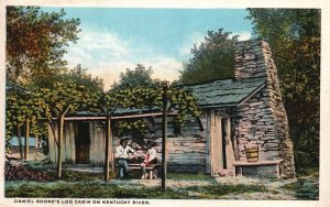 Vintage Postcard 1920's View of Daniel Boone's Log Cabin On Kentucky River K.Y.