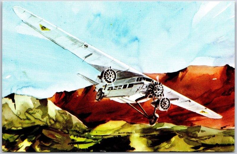 Airplane Trimotors Ford En el Ano de 1, 932 en Columbia Postcard