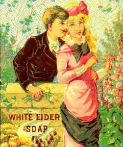 1880's Lovely White Elder Soap Flower City Soap Company, Rochester, NY  Card F90