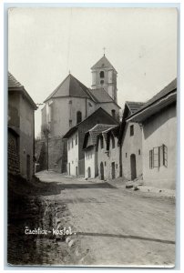 c1950's Čachtice Church Nové Mesto nad Váhom Slovakia RPPC Photo Postcard