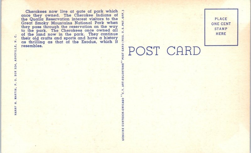 1941 Greetings from Cherokee Indian Reservation Cherokee NC Postcard