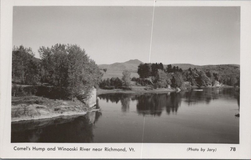 RPPC Postcard Camel's Hump and Winooski River Richmond VT Vermont