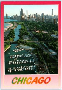 Postcard - An aerial view of Lincoln Park with the Chicago skyline - Chicago, IL
