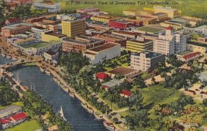 Florida Fort Lauderdale Aerial View Of Downtown Curteich 1956