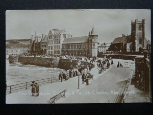 Wales ABERYSTWYTH New Promenade College & Parish Church c1923 RP Postcard