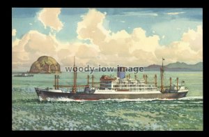 ca0065 - Blue Funnel Cargo Ship - Peleus - Walter Thomas artist postcard