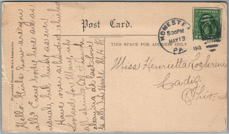 HOMESTEAD PA POST OFFICE ANTIQUE POSTCARD