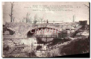 Old Postcard Surroundings of Reims Bridge Ruins on the Canal Belle Vue near S...