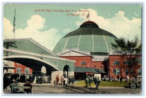 c1910 Arch Dome Building State Fair Grounds Road Springfield Illinois Postcard