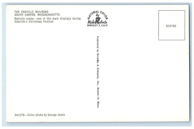 South Carver MA, Nativity Scene Display Edaville's Christmas Festival Postcard