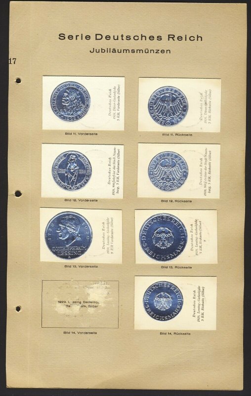 39x Germany Variety Coin Card on pages Serie Deutsches Reich Jubilaumsmunzen