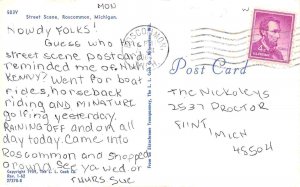 Street Scene Cars Roscommon Michigan 1964 postcard