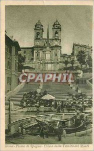 Old Postcard Roma Piazza di Spagna Chiesa della Trinita dei Monti