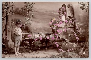 RPPC Beautiful Miniature Pony with Wagon Studio Prop Children Postcard G21