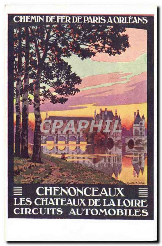 Postcard Old Train Paris Railway has Orleans Road Racing Chenonceaux