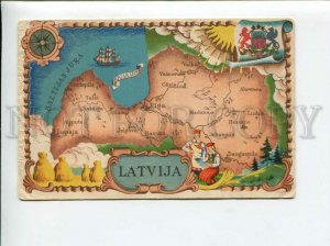 3076422 Latvija LATVIA MAP & arms Vintage RARE PC