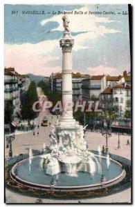 Old Postcard Boulevard Baille Marseille and fountain Cantini