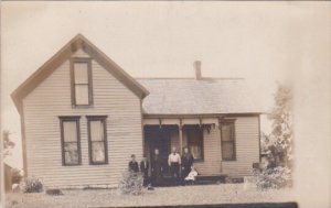 Family In Front Of Home Anderson Indiana Real Photo