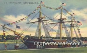 USS Constellation, Newport, Rhode Island, RI USA Sailboat 1949 postal used 1949