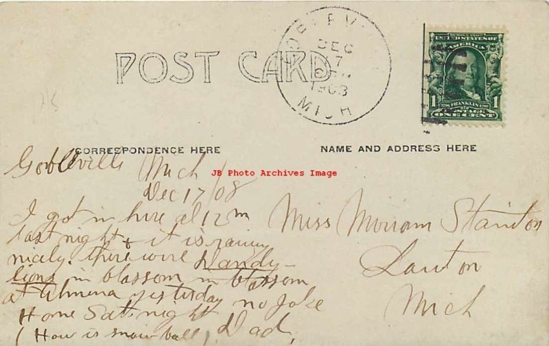 MI, Gobleville, Michigan, RPPC, State Street, Business Section,1908 PM, Photo