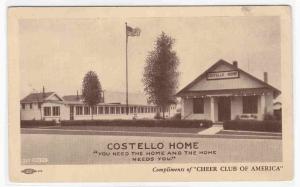 Costello Homes Cheer Club of America advertising postcard