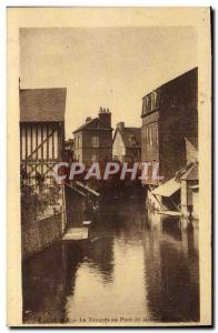 Old Postcard Lisieux Touques at Bridge Street in Caen