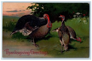 Thanksgiving Greetings Postcard Turkey Embossed Winona Lake Minnesota MN 1909