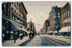 c1910s Calhoun Street St. North From Wayne Roadside Fort Wayne IN Shops Postcard