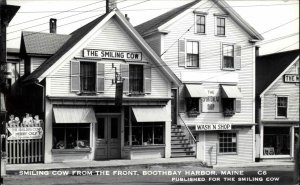 Boothbay Harbor Maine ME Smiling Cow Gift Shop Real Photo Vintage Postcard