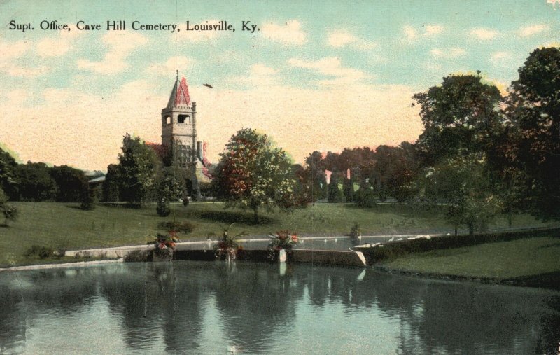 Vintage Postcard 1910 Supt. Office Cave Hill Cemetery Louisville Kentucky K.Y.