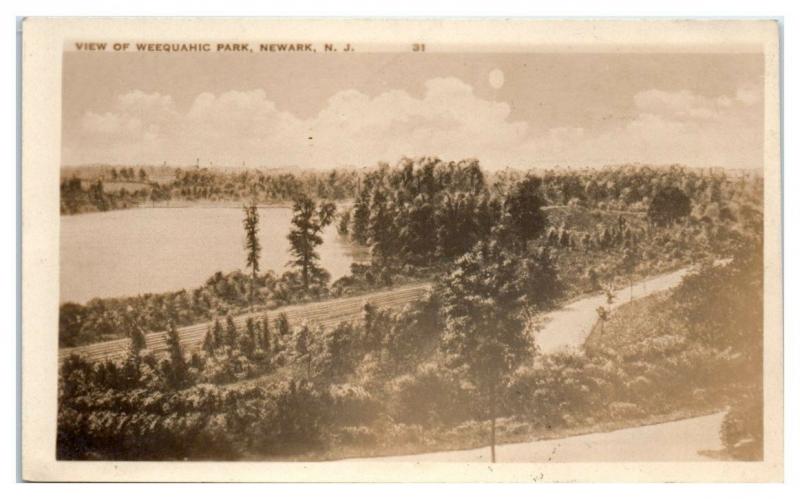 1927 RPPC View of Weequahic Park, Newark, NJ Real Photo Postcard