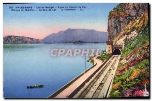 Old Postcard Aix Les Bains Lac Du Bourget railway line Chateau de chatillon T...