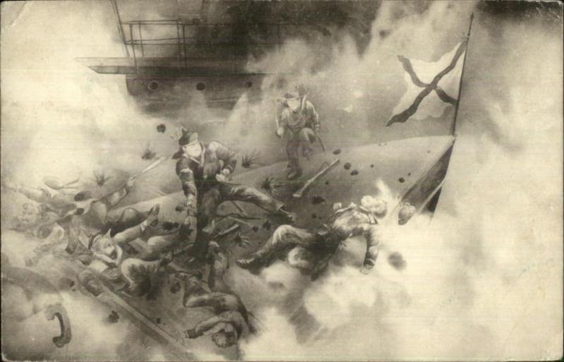 Russo-Japanese War Russia Japan Navy Battle Scene on Ship c1900 Postcard