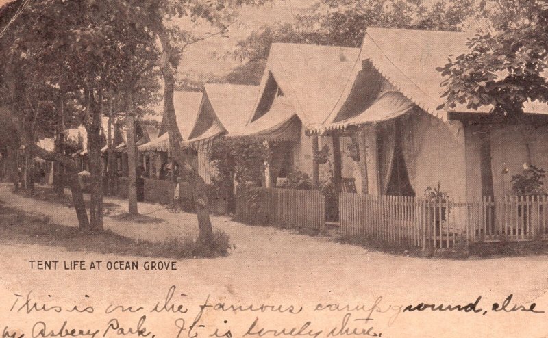 Vintage Postcard 1908 Tent Life at Ocean Grove Providence Rhode Island R.I.