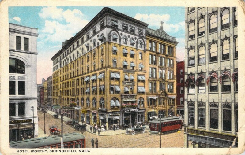 Hotel Worthy Springfield MA Old Trolleys & Cars Autos Vintage WBorder