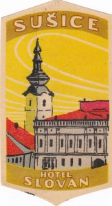 Czechoslovakia Susice Hotel Slovan Vintage Luggage Label sk3670