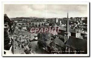 Old Postcard Luxembourg on the Rham Plateau and Grund