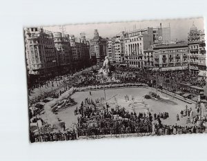 Postcard Caudillo Square in day of Fallas, Valencia, Spain