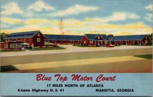 Linen Postcard Blue Top Motor Court in Marietta, Georgia~139075