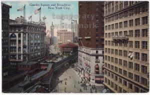 NEW YORK CITY~ GREELEY SQUARE & BROADWAY ~1920s postcard~...