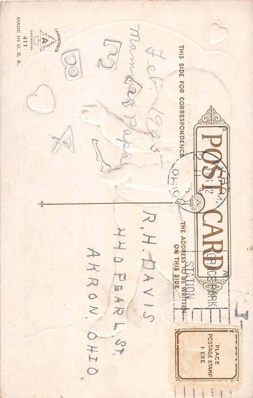 A4/ Valentine's Day Love Holiday Postcard 1915 Akron Ohio Boy Break Heart 13