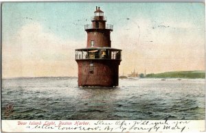 Dear Island Light, Boston Harbor MA Undivided Back Vintage Postcard G26