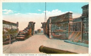 Vintage Postcard First Approach Old Fort Marion Fortress St. Augustine Florida