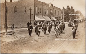 Fennimore Wisconsin Parade Big Days State Bank Banner WI RPPC Postcard H59